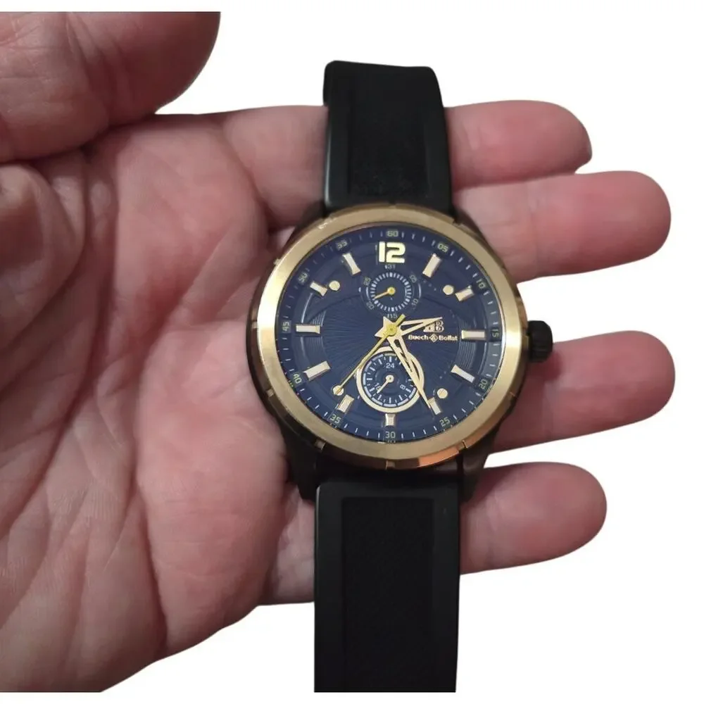 Buech & Boilat Black Gold WATCH 14183 Timer Rubber 5 ATM Water Resistant